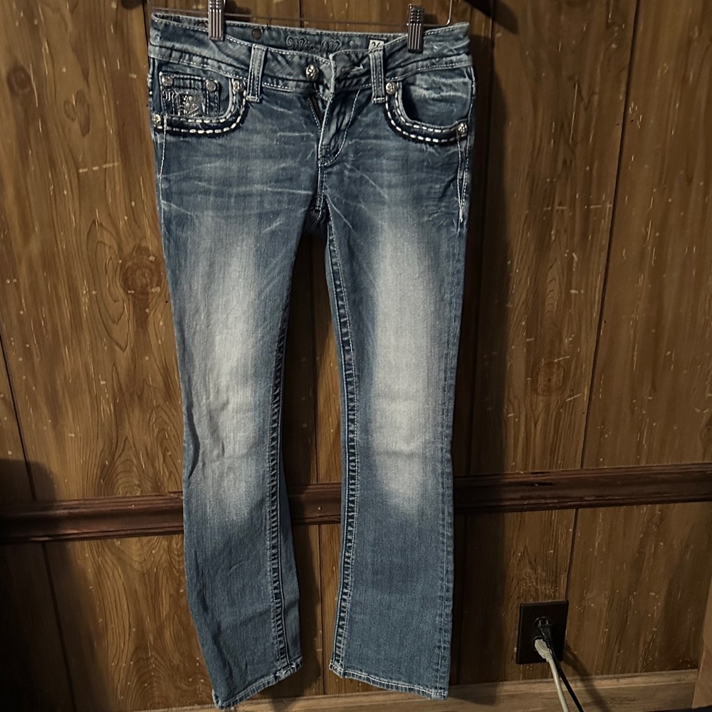 Miss Me Blue Boot Cut Jeans with Stud Accents
